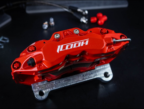 Тормозная тюнинг-система RAM 1500 V (DT) (2018-2024) ICOOH D61, (378*32mm,Фиксированный,Насечки), поршней: 6, передняя ось, цвет: Красный, D61-728-R-03-0B-01-02-0E-0F-00-02