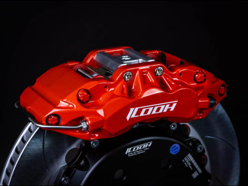 Тормозная тюнинг-система RAM 1500 V (DT) (2018-2024) ICOOH D61, (378*32mm,Фиксированный,Насечки), поршней: 6, передняя ось, цвет: Красный, D61-728-R-03-0B-01-02-0E-0F-00-02
