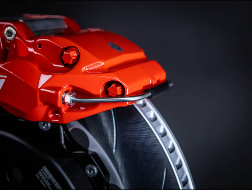 Тормозная тюнинг-система RAM 1500 V (DT) (2018-2024) ICOOH D61, (378*32mm,Фиксированный,Насечки), поршней: 6, передняя ось, цвет: Красный, D61-728-R-03-0B-01-02-0E-0F-00-02