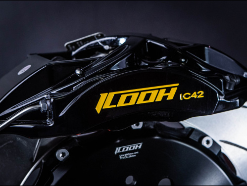 Тормозная тюнинг система GAC GS8 2 поколение (2021-2024) ICOOH X42 (380*28mm, Фиксированный, Насечки) цвет: Черный, поршней: 4, задняя ось, X42-1168-B-03-0C-01-02-07-05-02-02