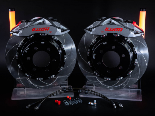 Тормозная тюнинг система Genesis GV80 1 поколение (2020-2024) ICOOH X61, (ротора до 405 мм) цвет: Серый, поршней: 6, передняя ось, X61-397-G-0-0-0-0-0-0-0-0