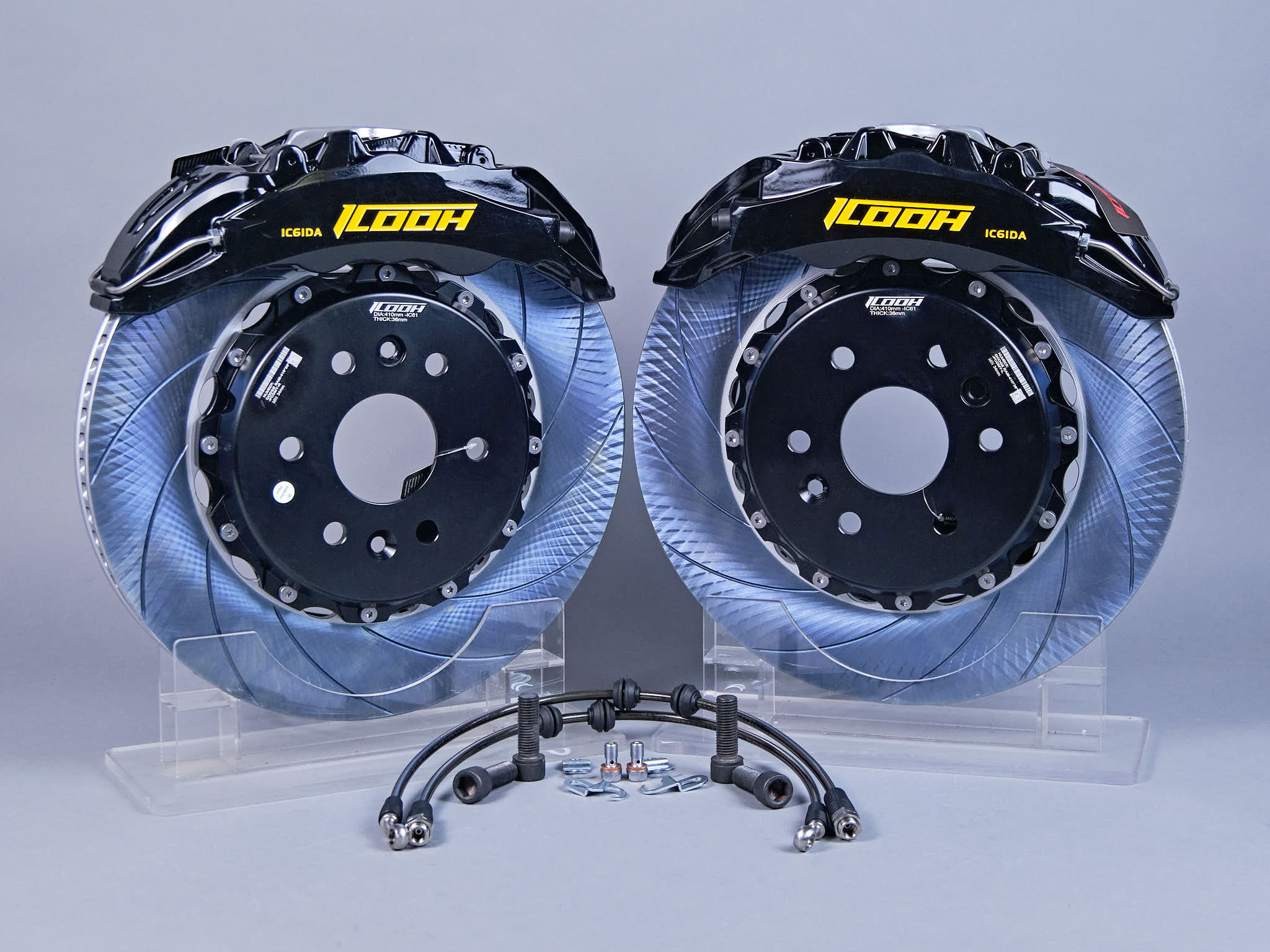 Тормозная тюнинг-система RAM 1500 V (DT) (2018-2024) ICOOH IC61, (410*36mm, Фиксированный, Насечки), поршней: 6, передняя ось, цвет: Черный IC61-728-B-03-15-01-02-0E-01-00-02